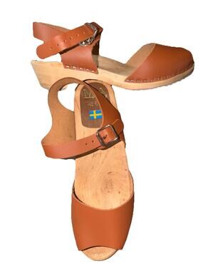MIA Women's Anja Mule Leather Wooden Platform Sandal Size 8M SRC